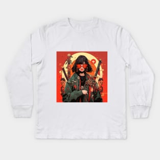 Samurai Girl Kids Long Sleeve T-Shirt